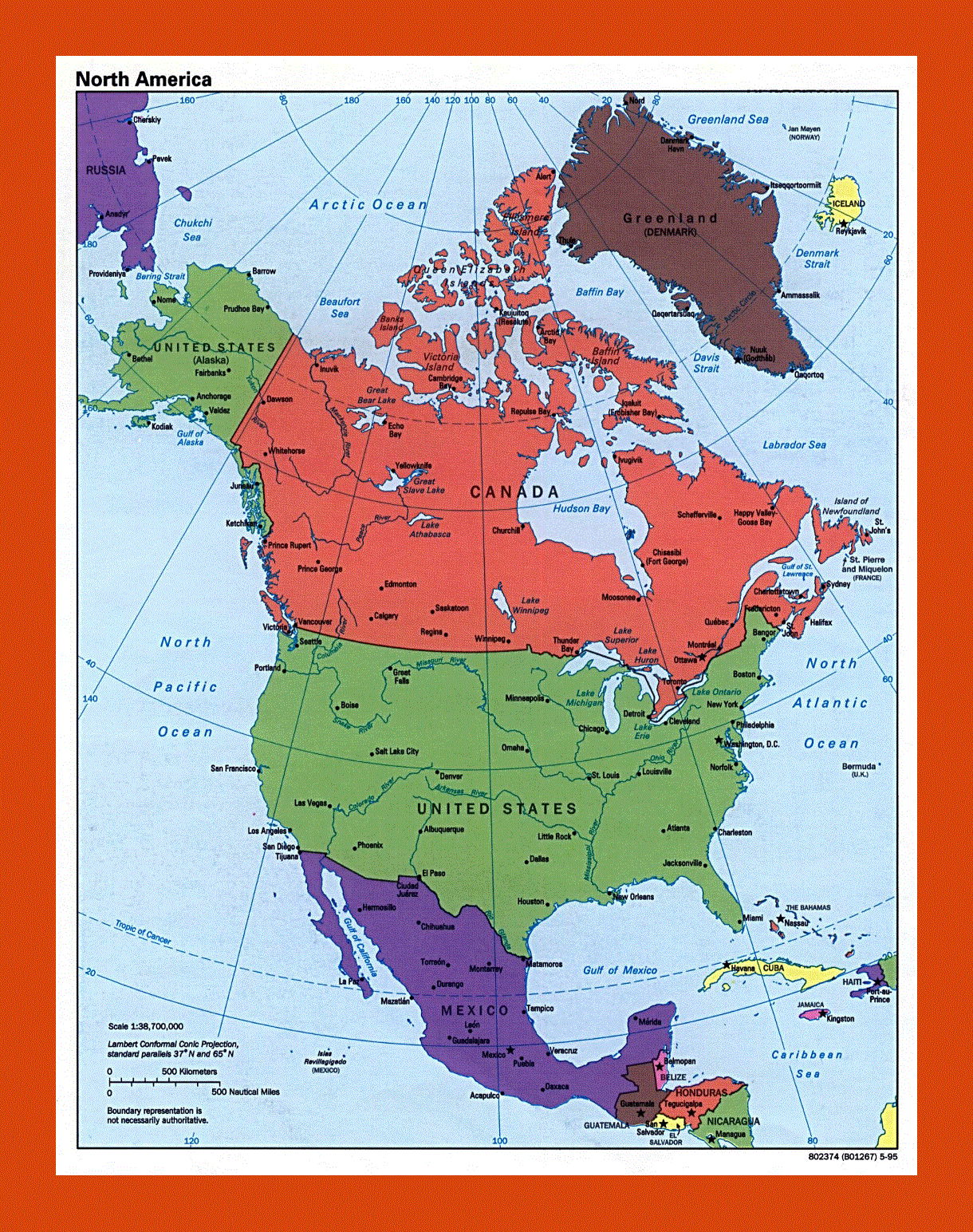 Political map of North America - 1995
