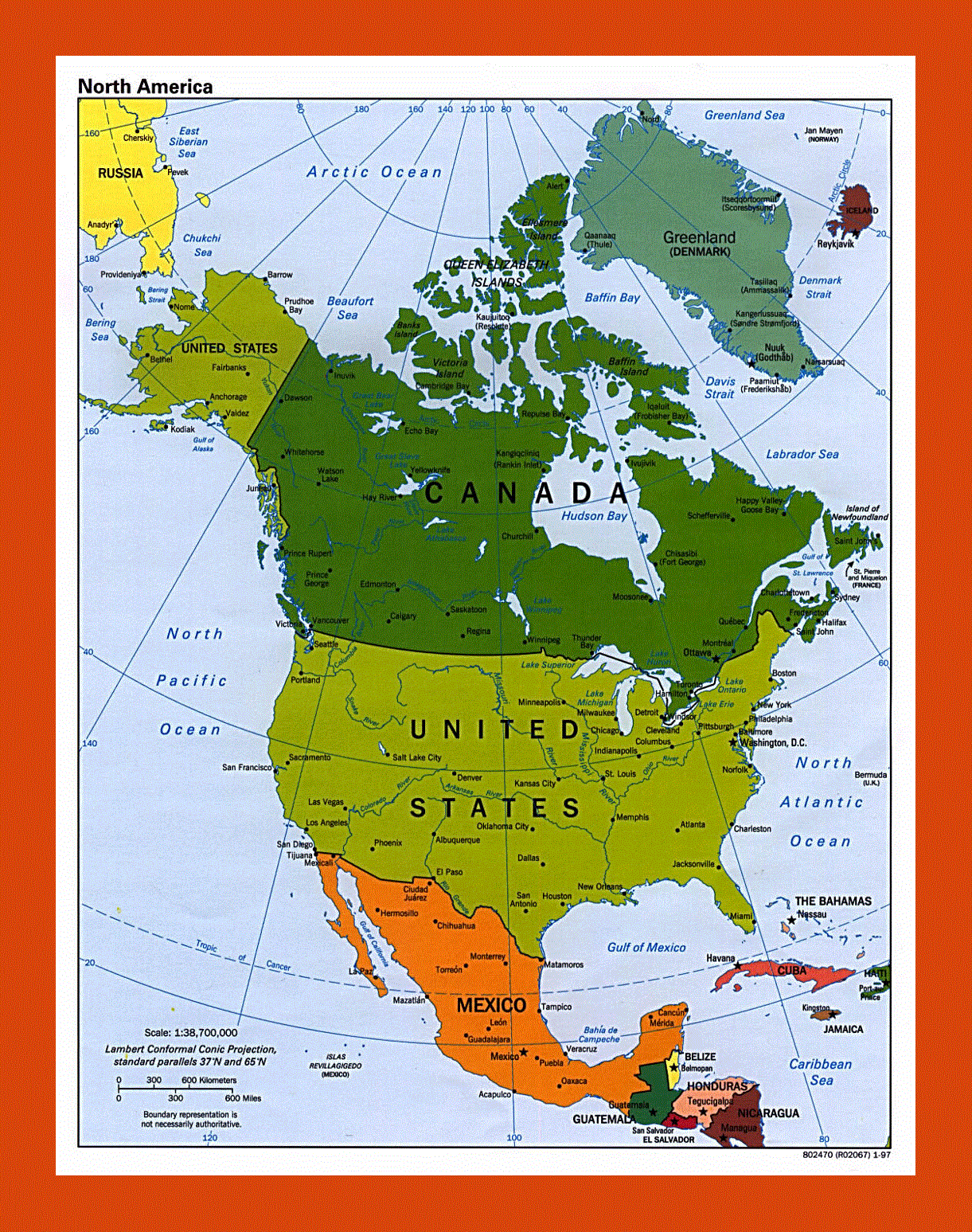 Political map of North America - 1997