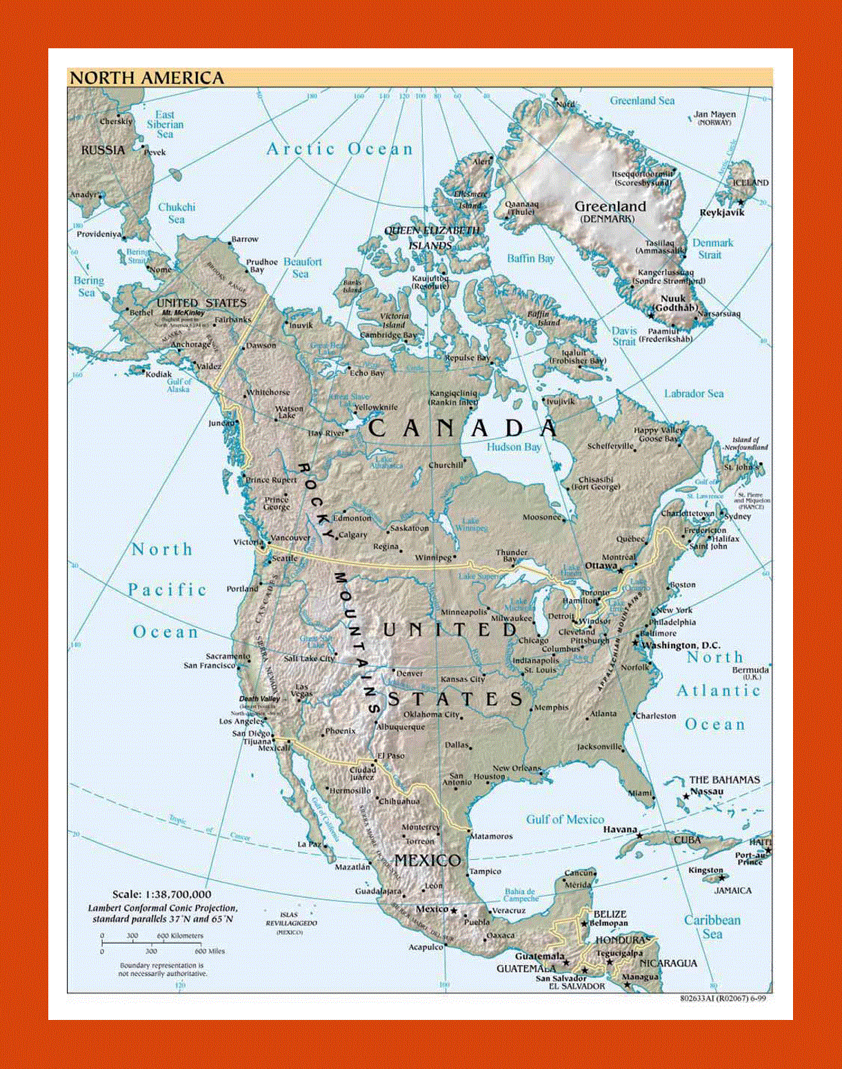 Political map of North America - 1999