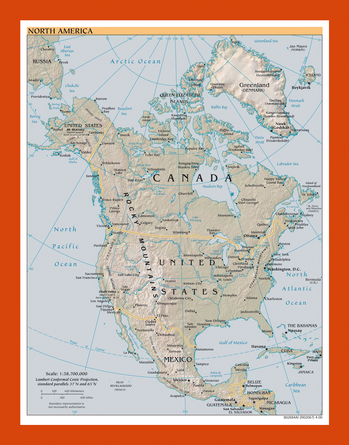 Political map of North America - 2000