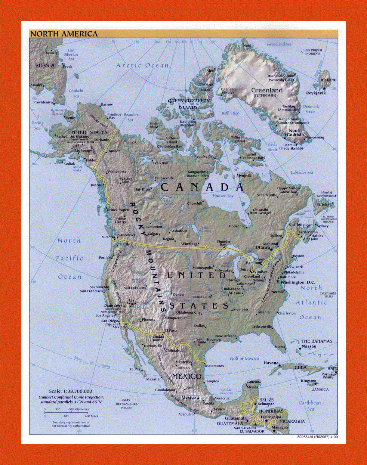 Political map of North America - 2000