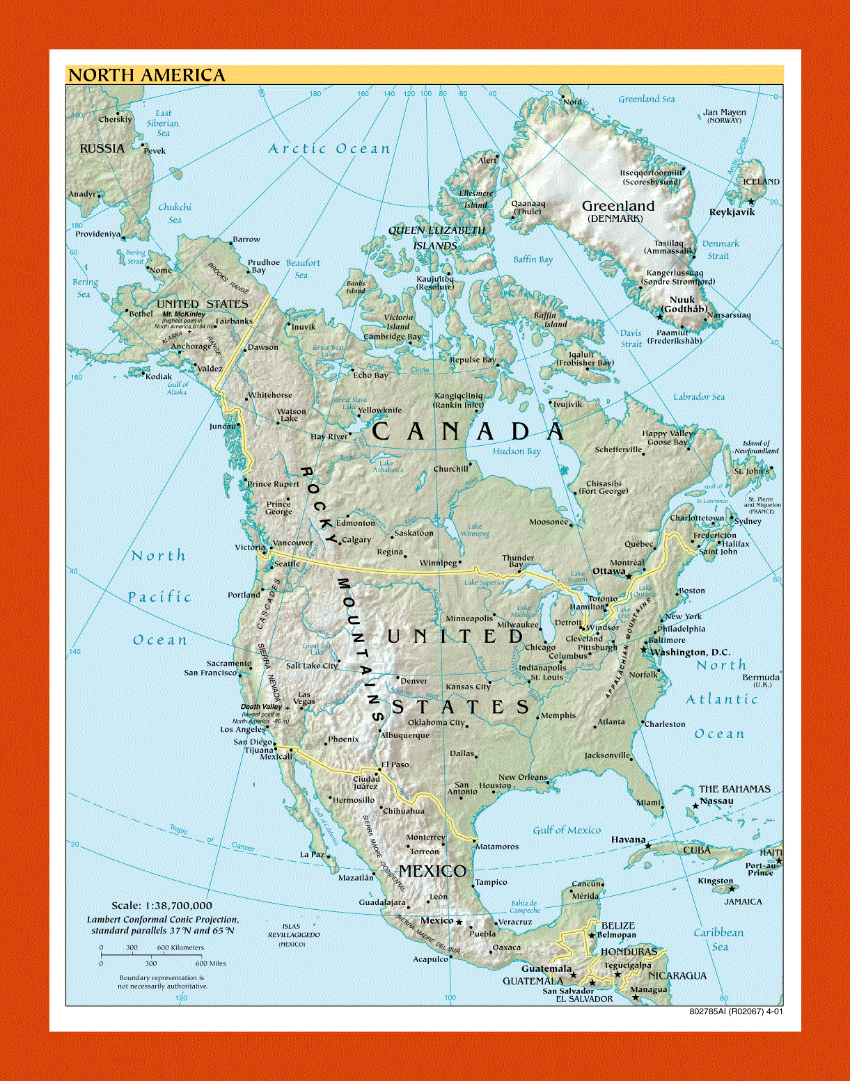 Political map of North America - 2001