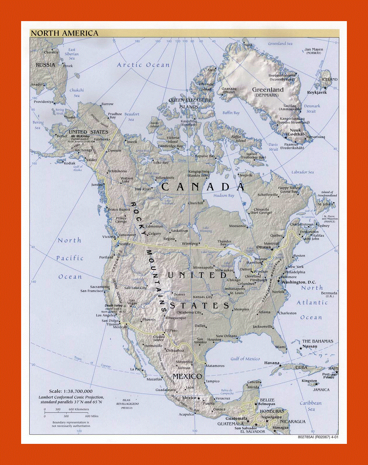 Political map of North America - 2001