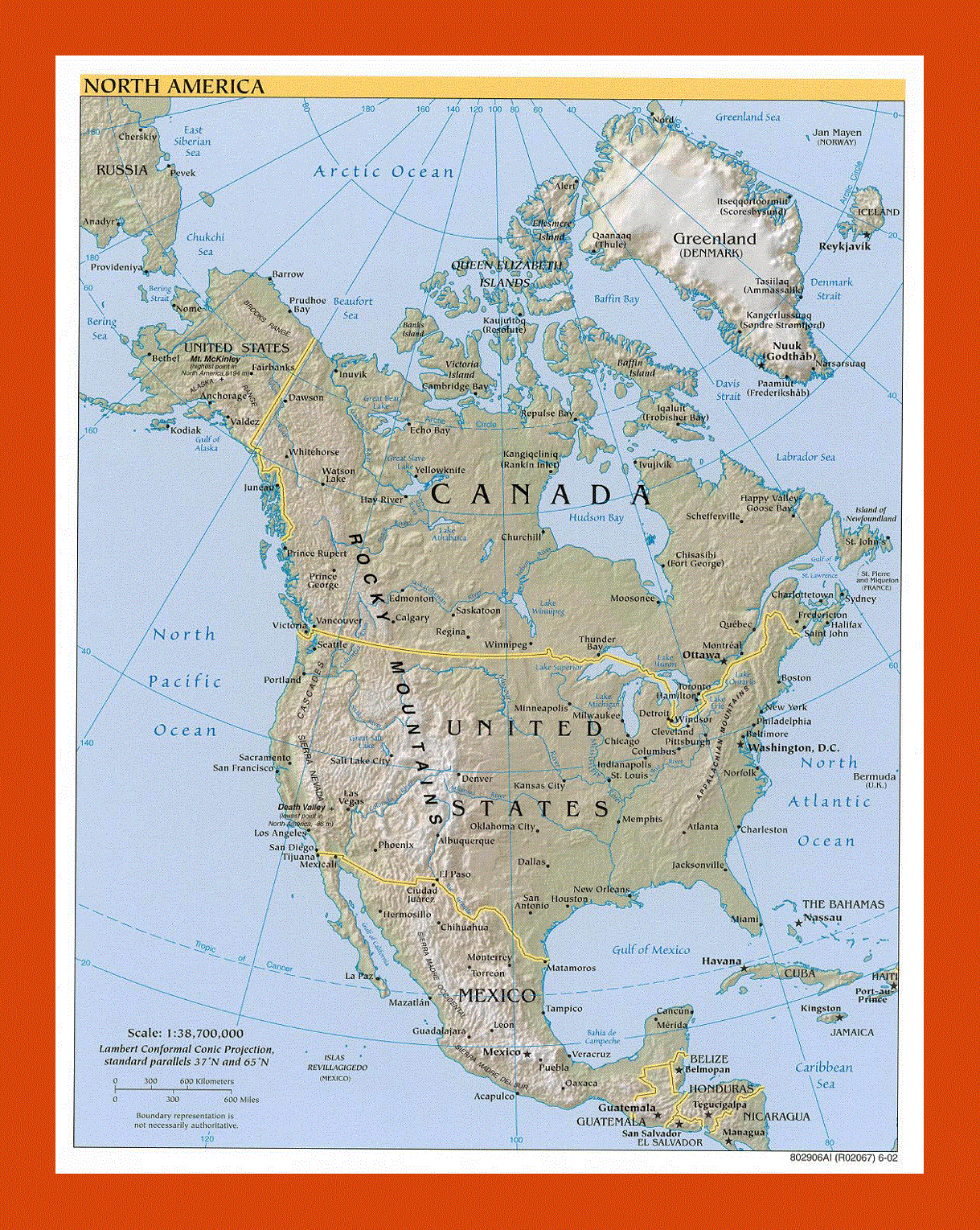 Political map of North America - 2002