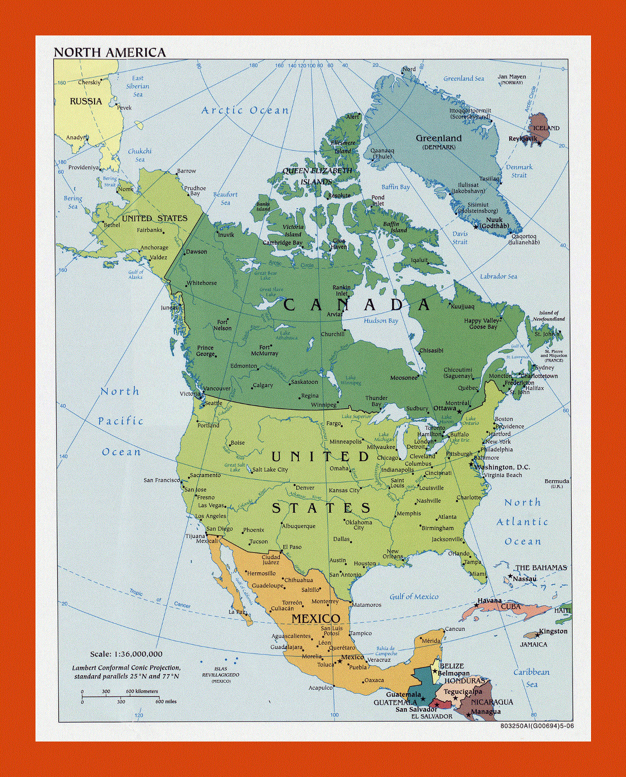 Political map of North America - 2006