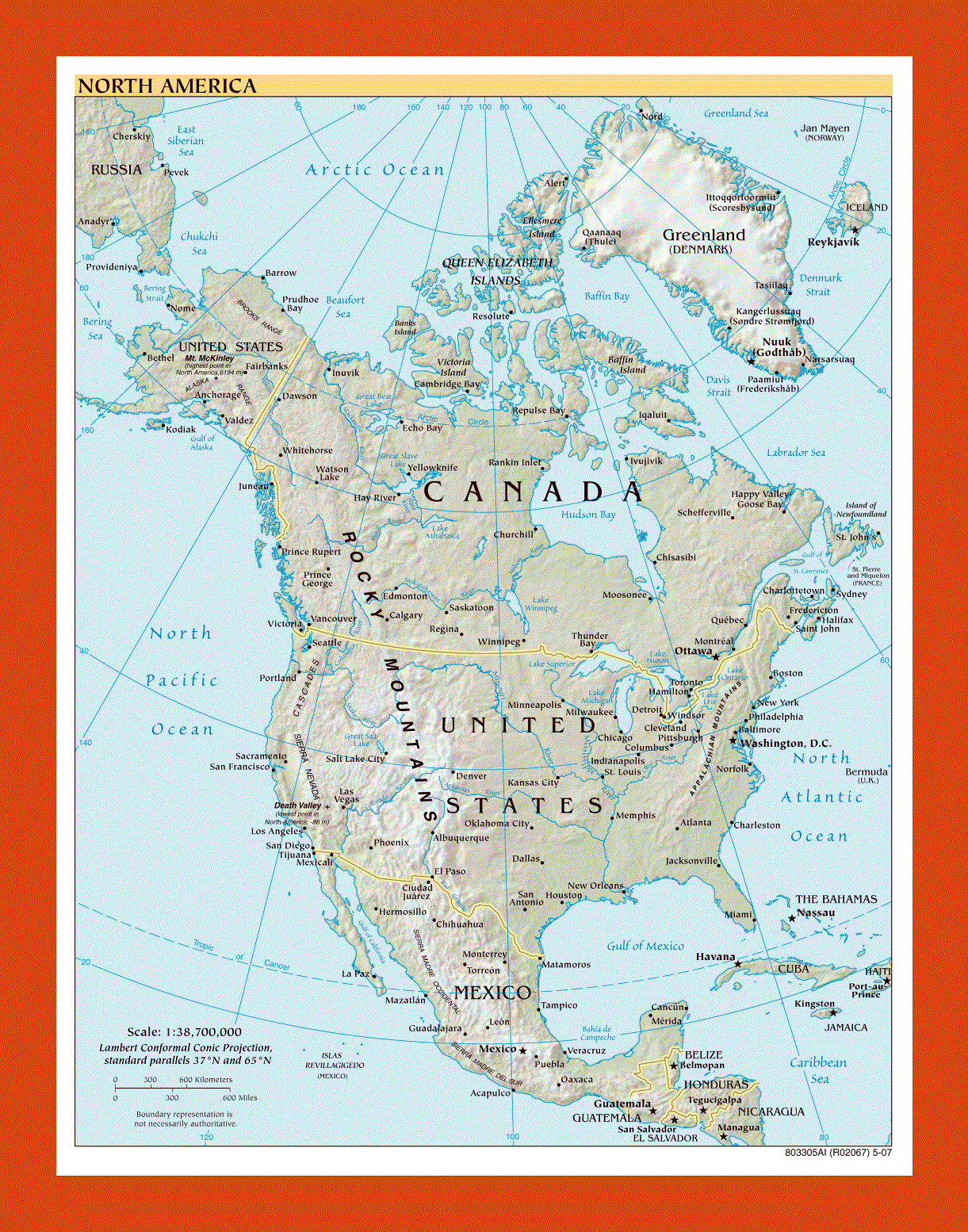 Political map of North America - 2007