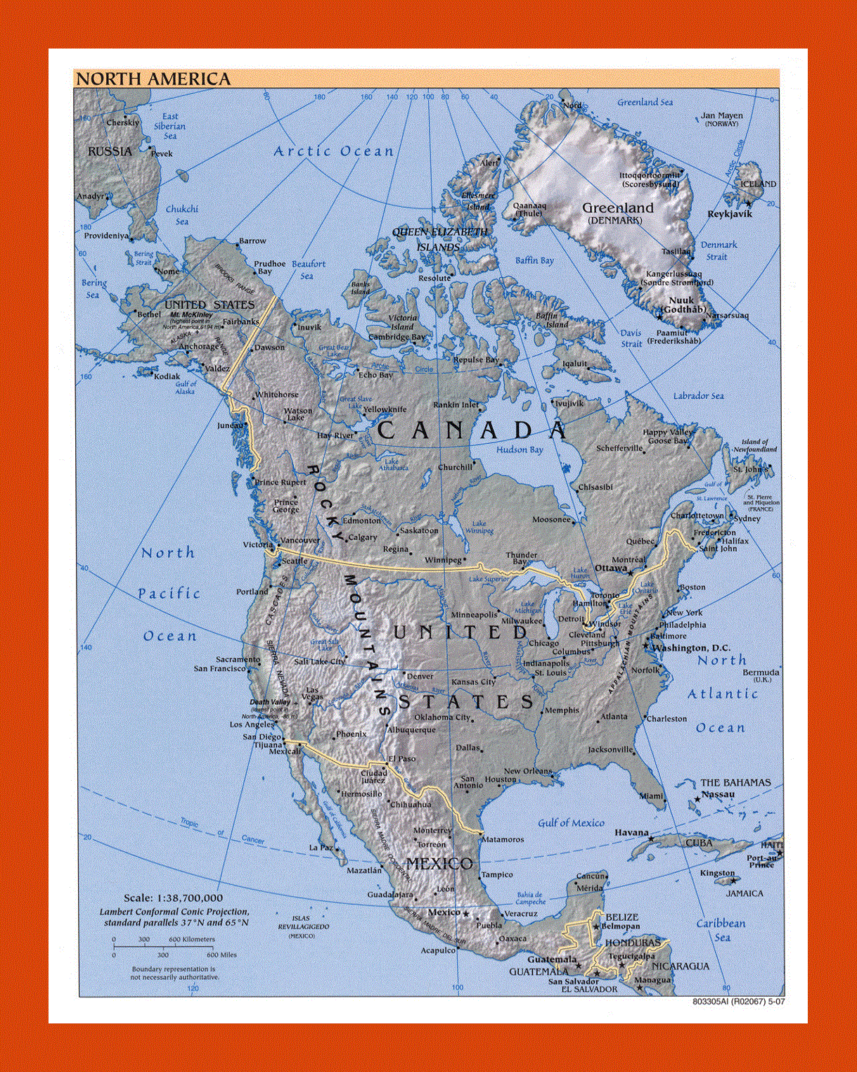 Political map of North America - 2007