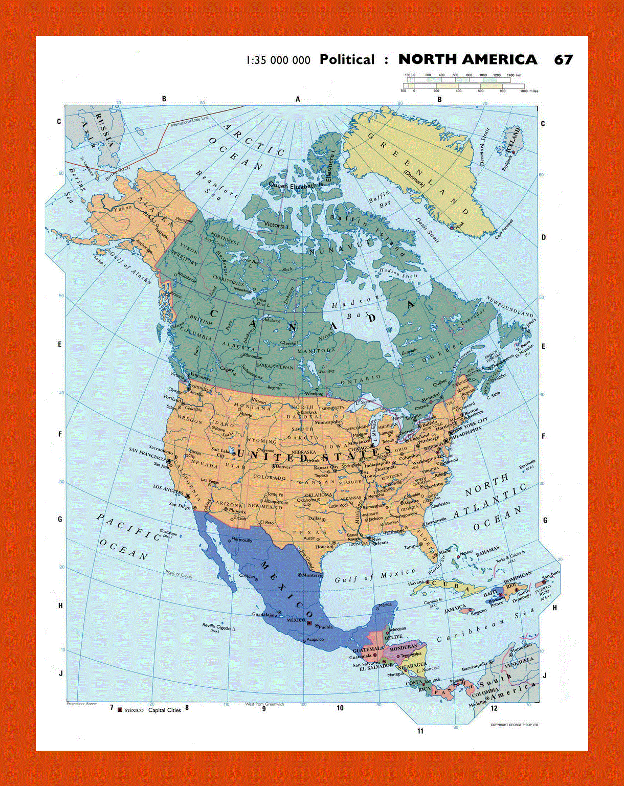 Political map of North America