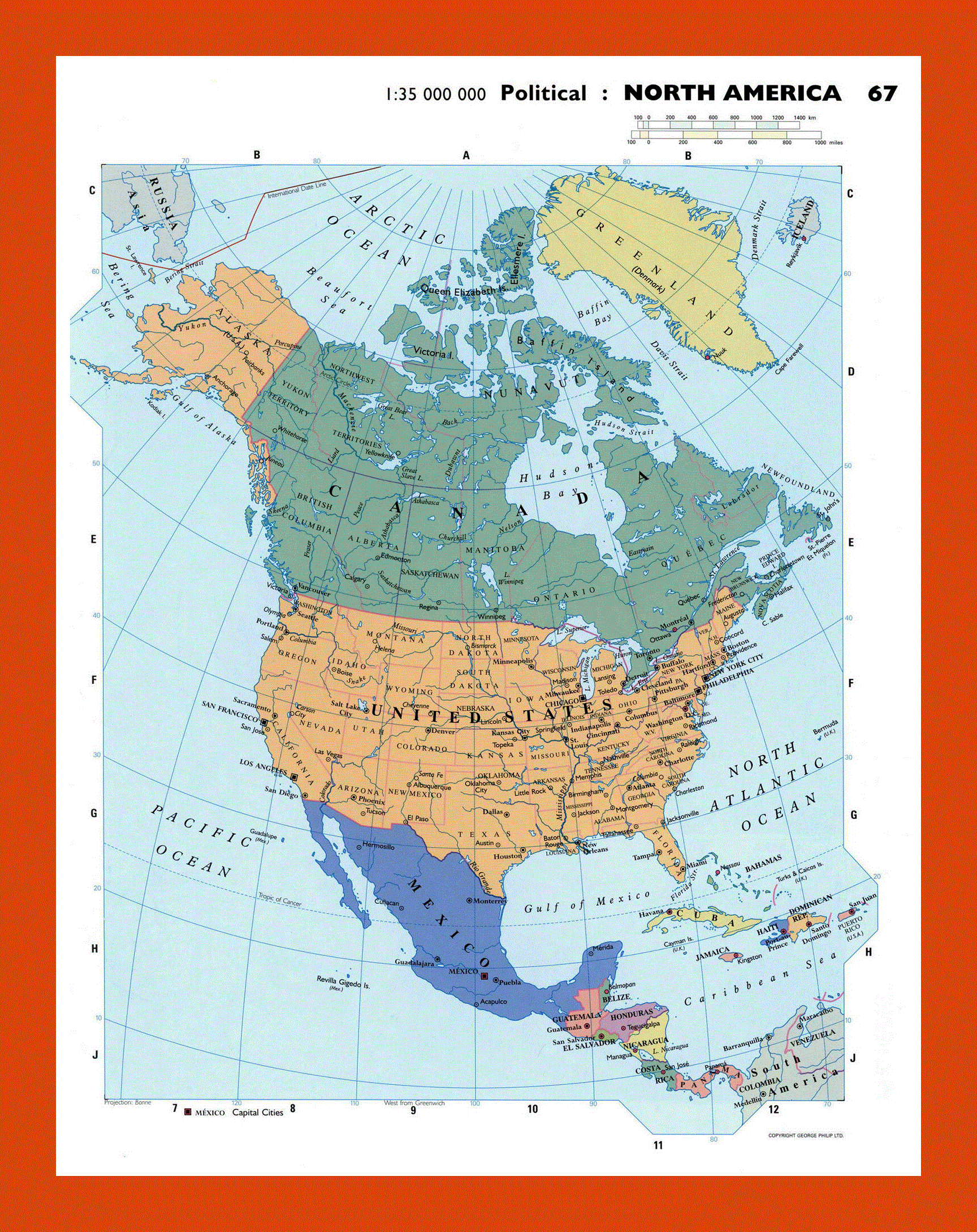 Физическая и политическая карта северной америки. Атлас Северная Америка политическая карта. Политическая карта Северной Америки. Северная Америка расположение на карте. Карта Северной Америки географическая со странами.