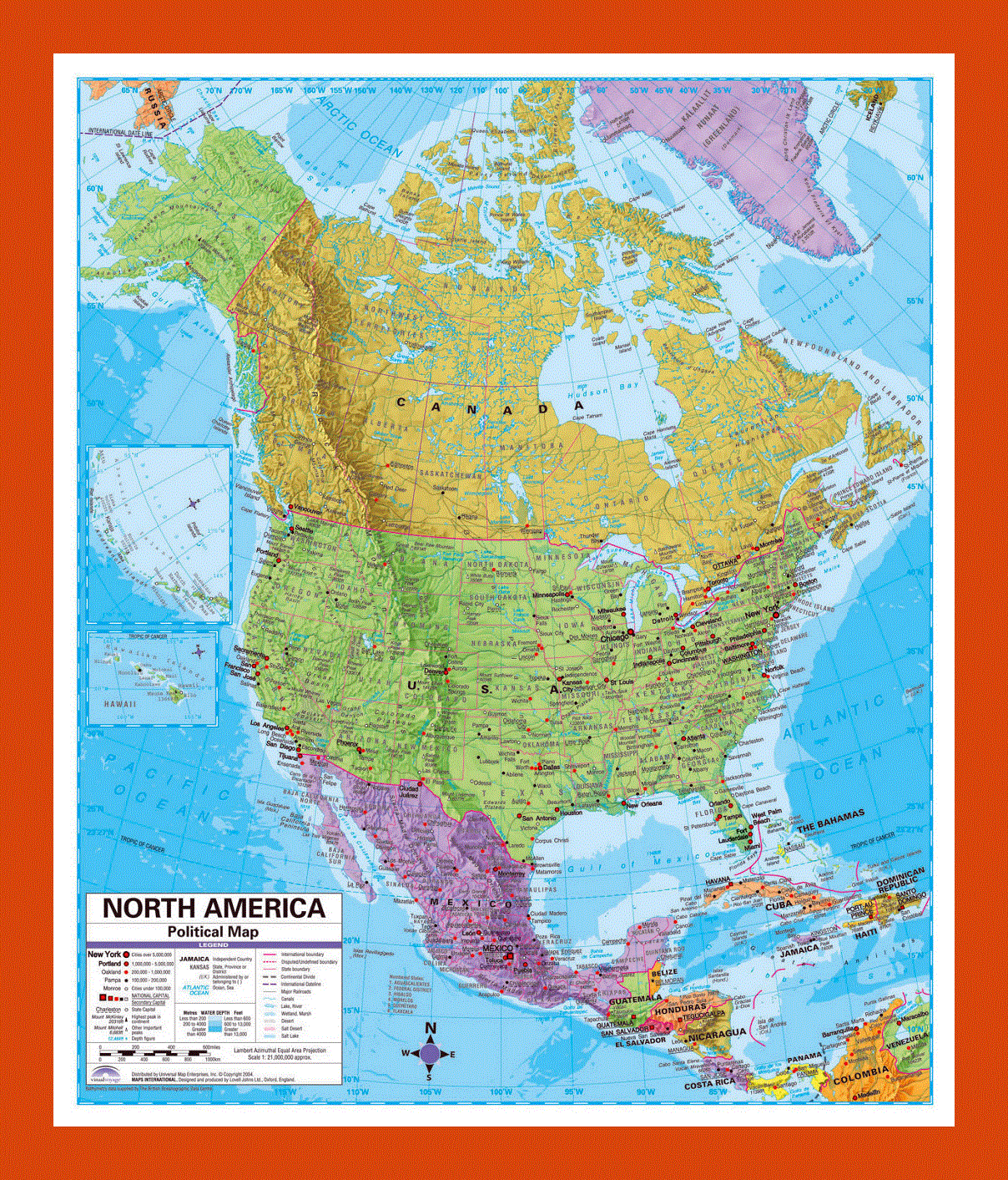 Political map of North America