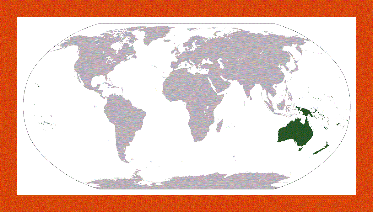 Location map of Australia and Oceania