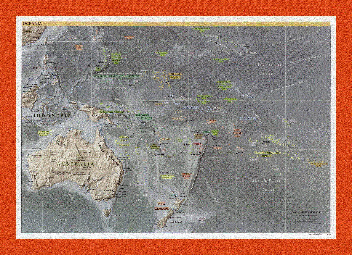 Political map of Australia and Oceania - 1999