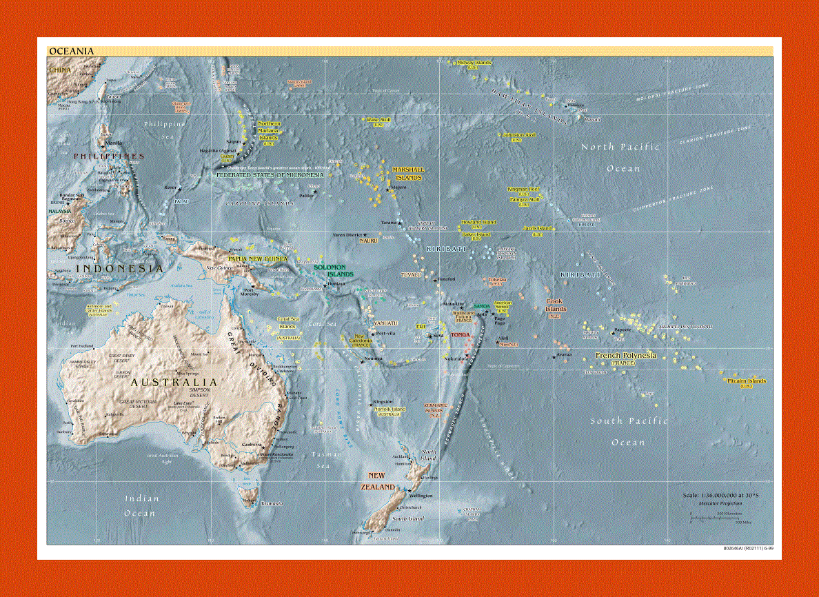 Political map of Australia and Oceania - 1999