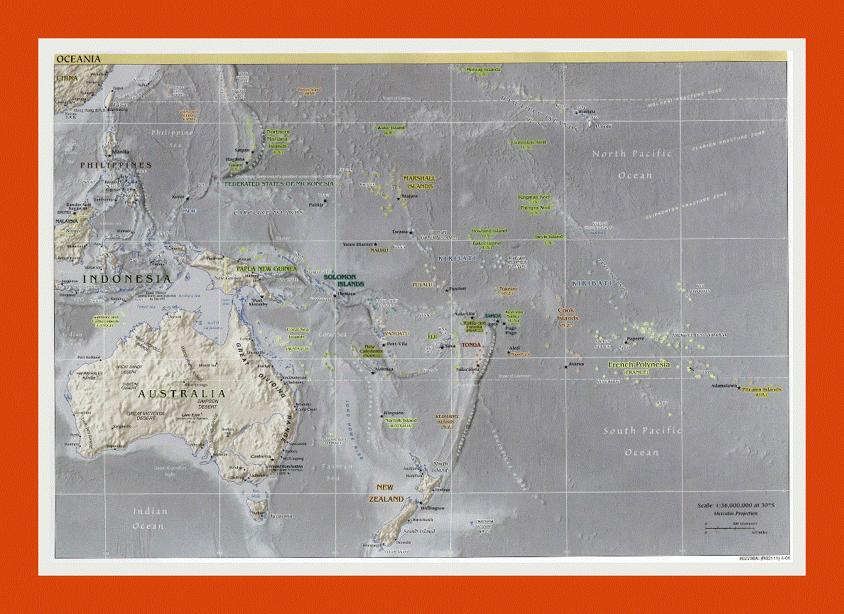 Political map of Australia and Oceania - 2001