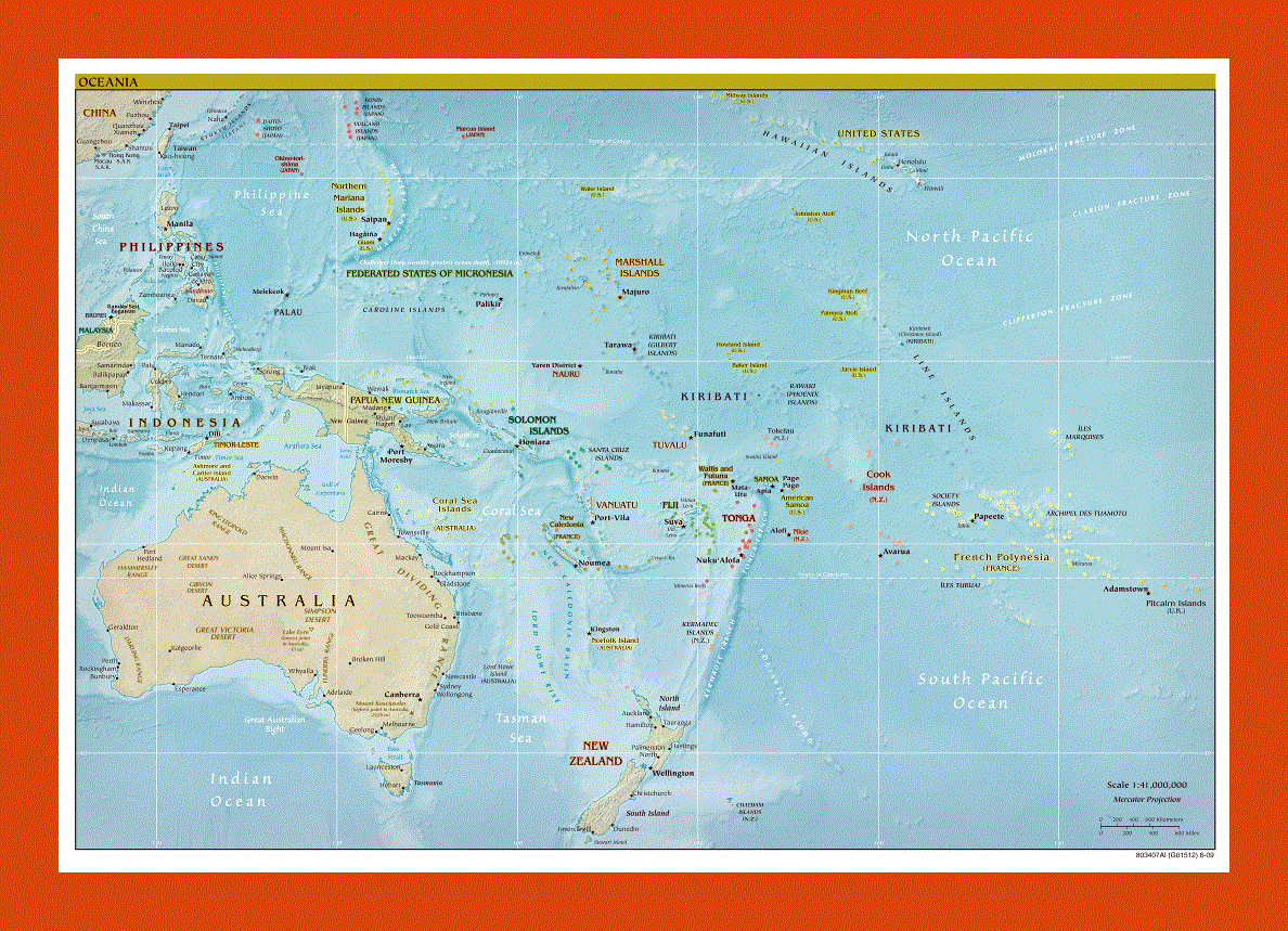 Political map of Australia and Oceania - 2009