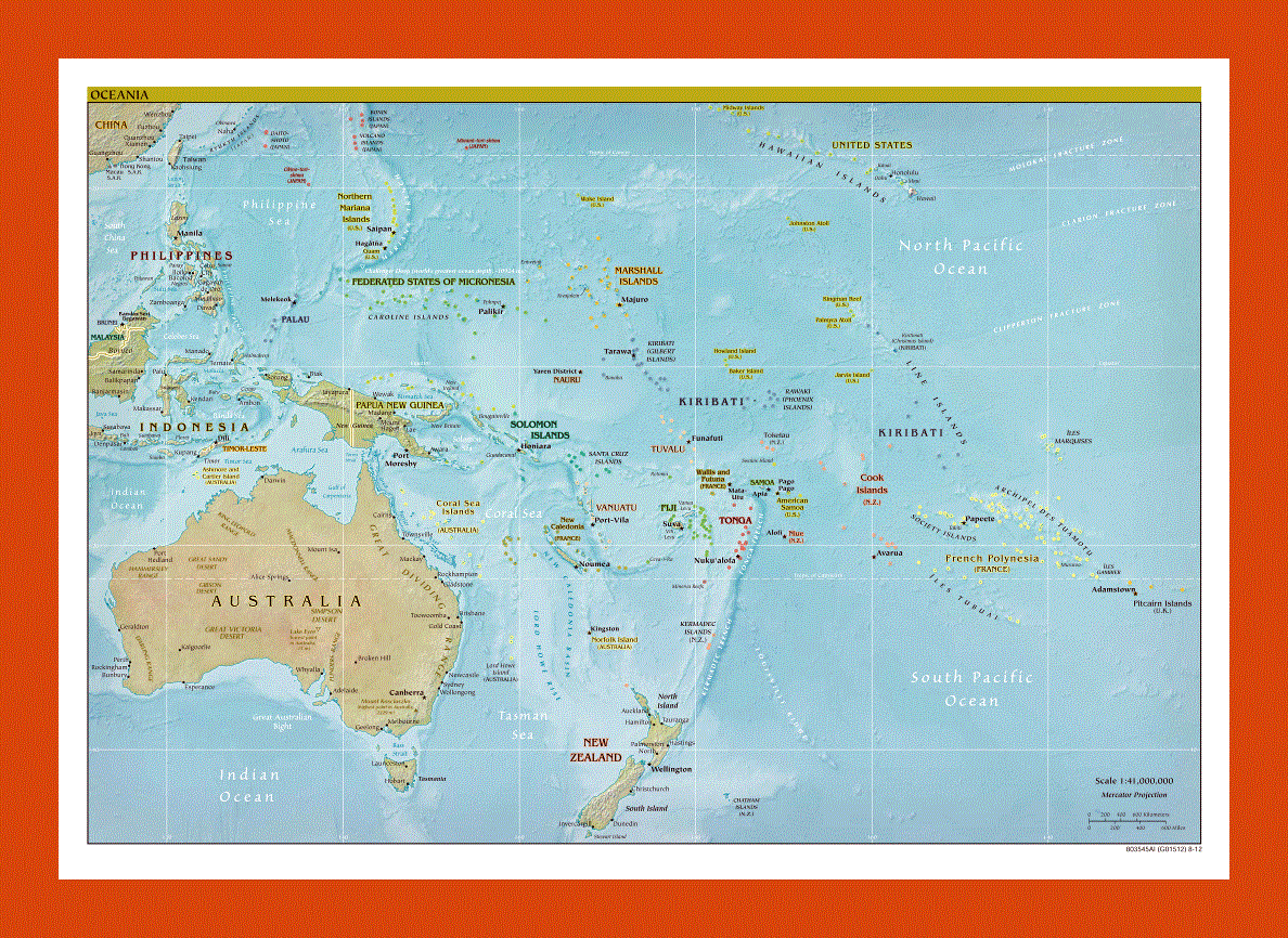 Political map of Australia and Oceania - 2012