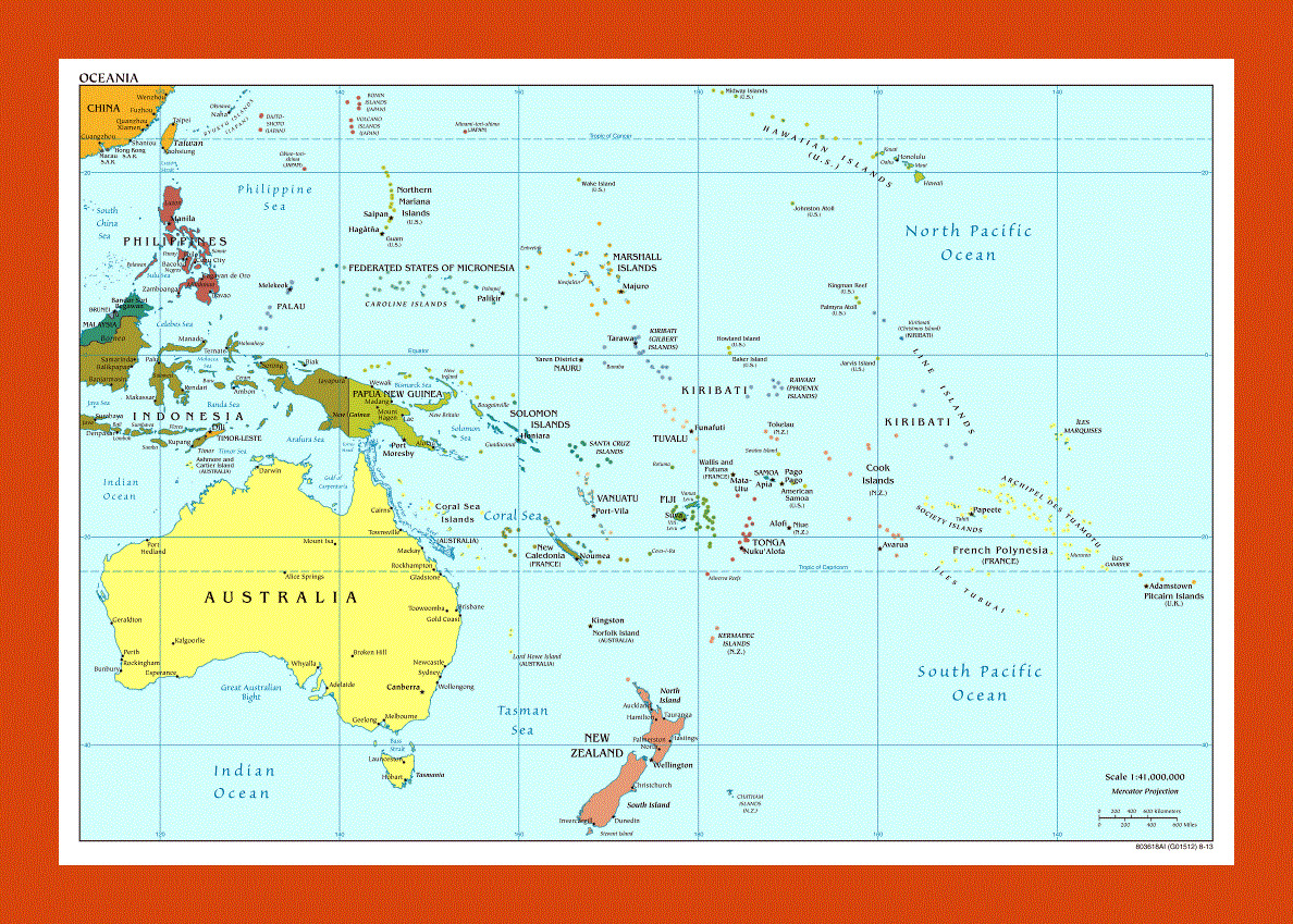 Political map of Australia and Oceania - 2013