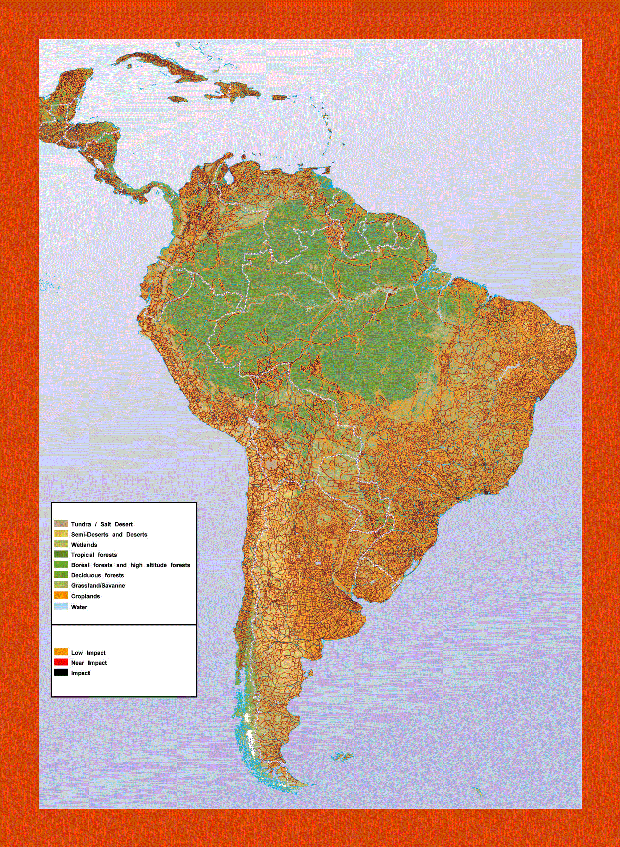 Human impact map of South America