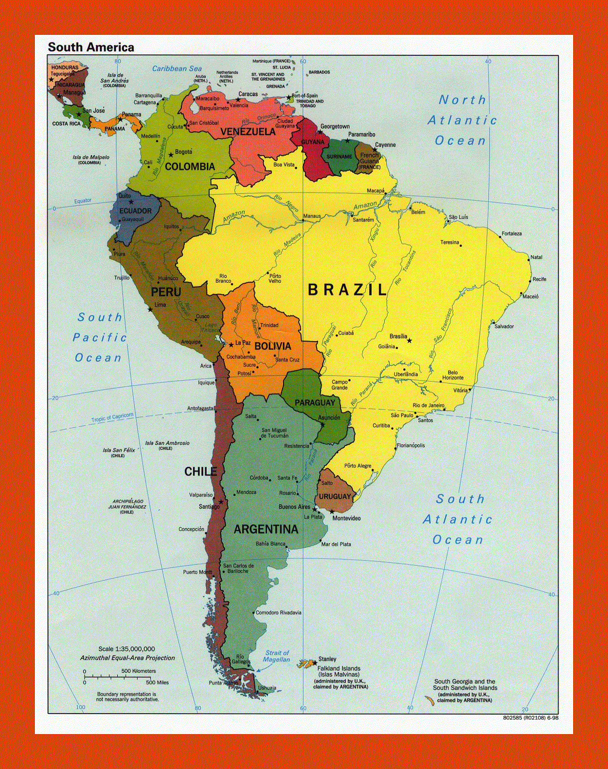 Political map of South America - 1998