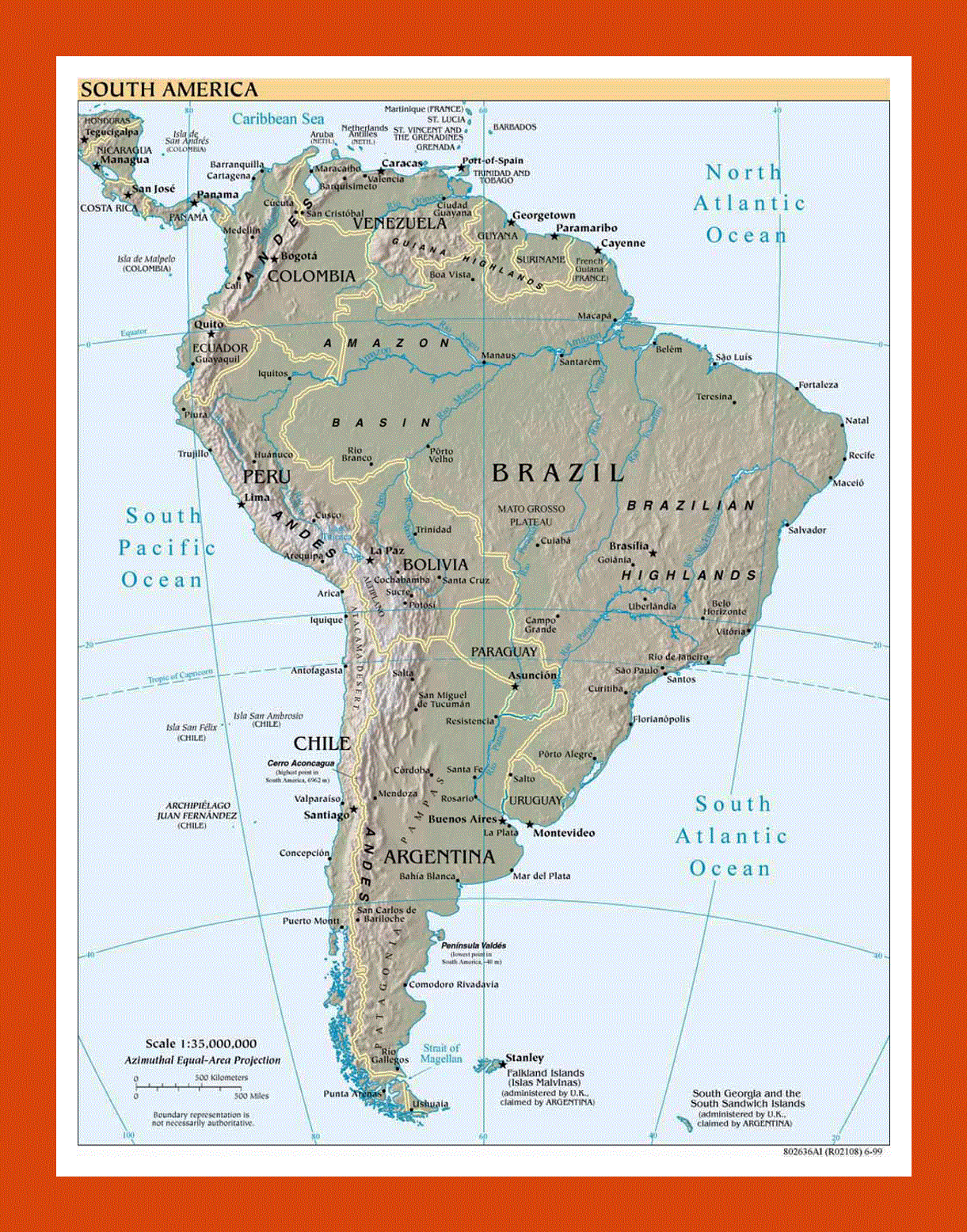 Political map of South America - 1999