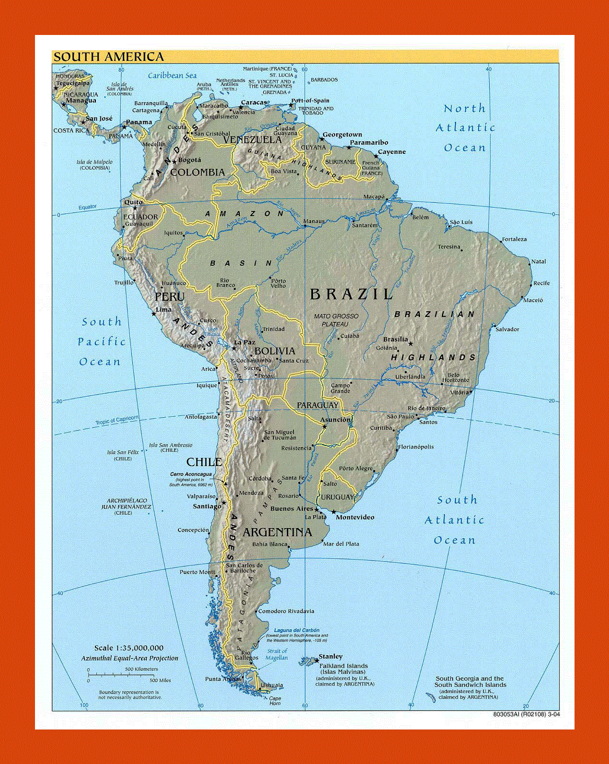 Political map of South America - 2004