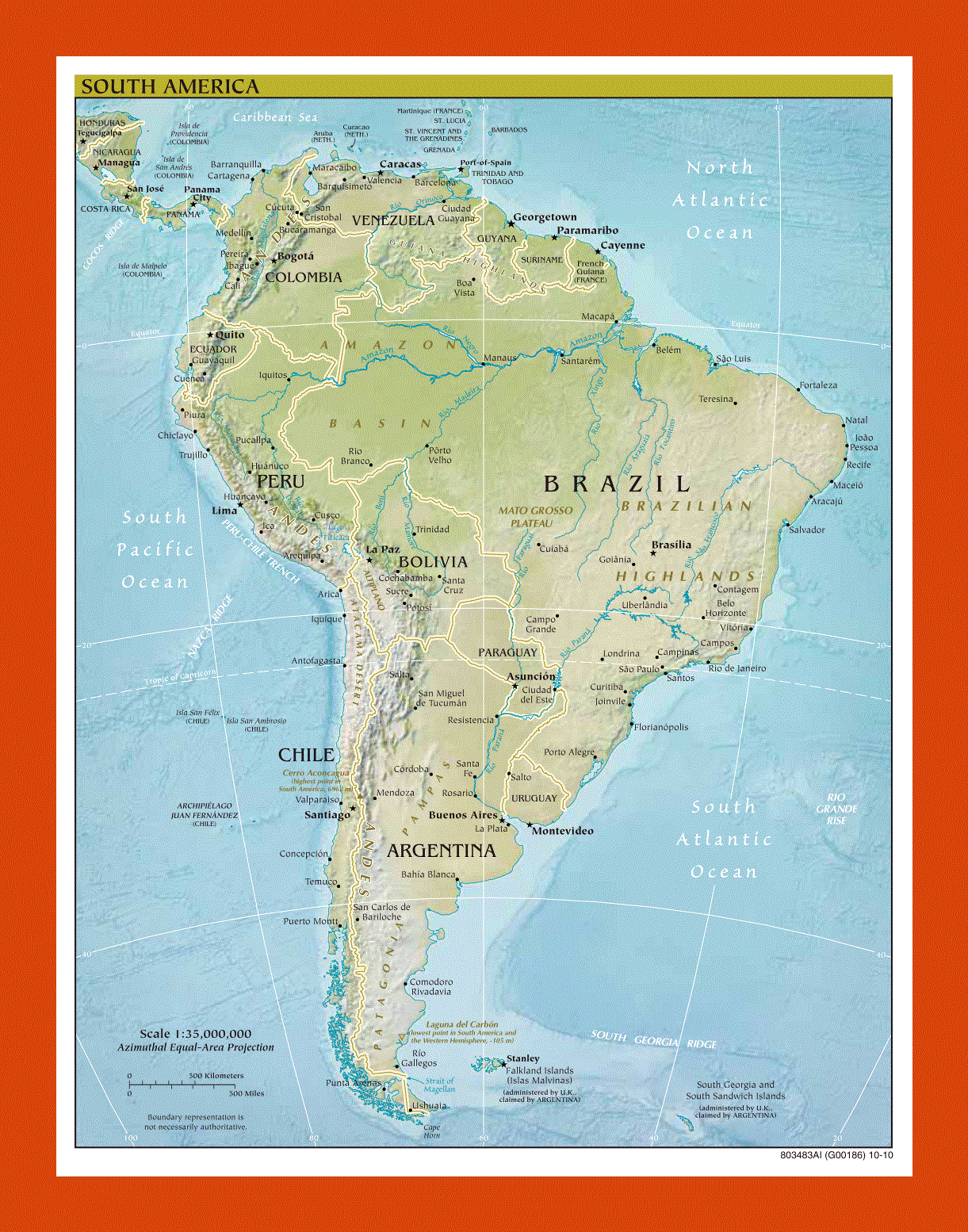 Political map of South America - 2010
