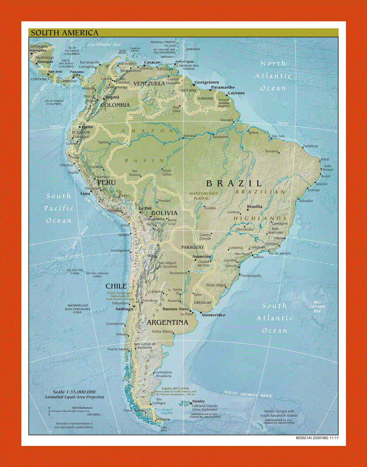 Political map of South America - 2011