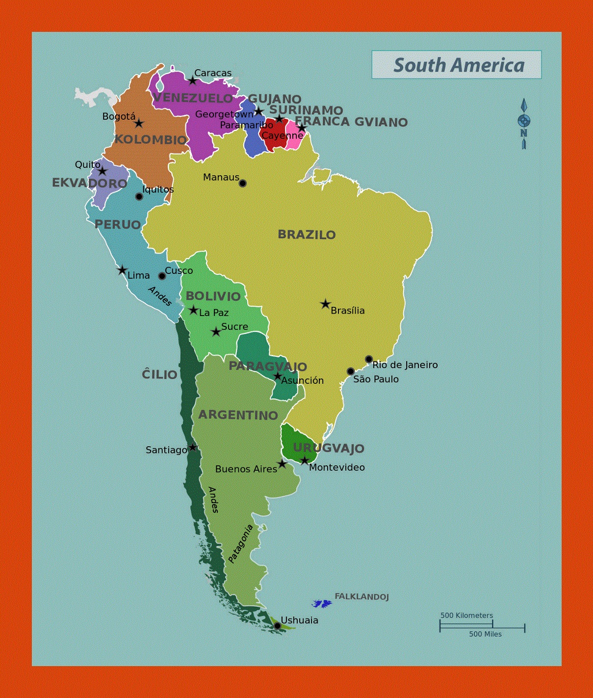 Political map of South America