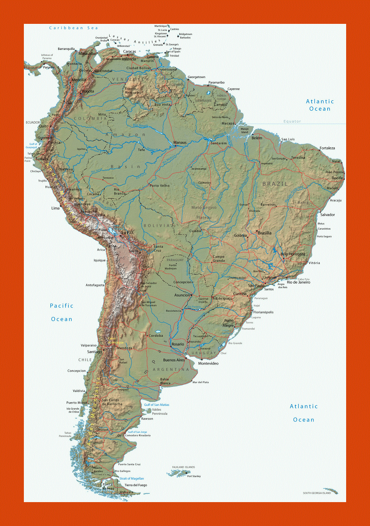 Political map of South America