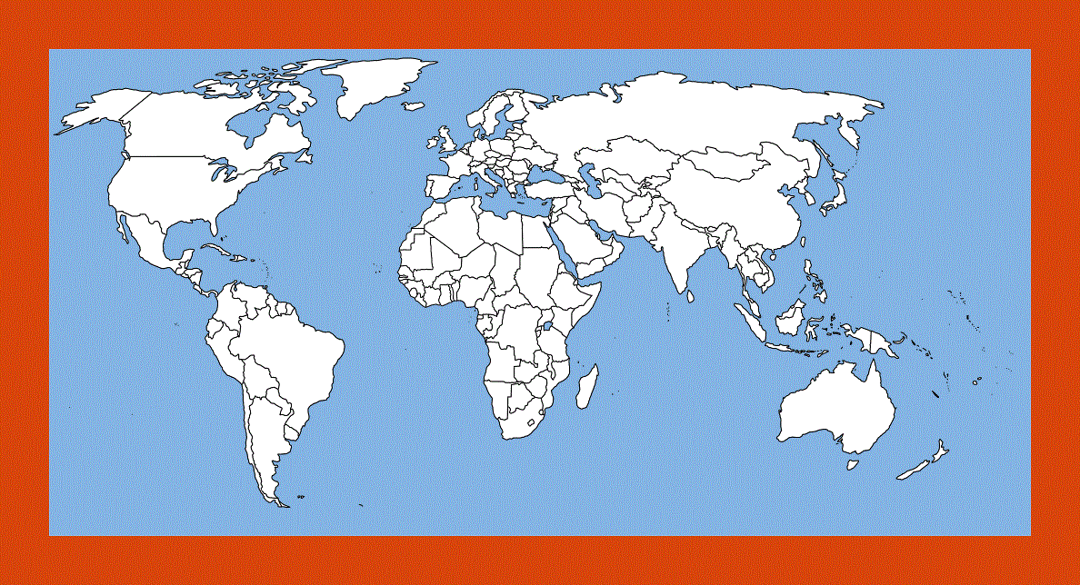Contour political map of the World