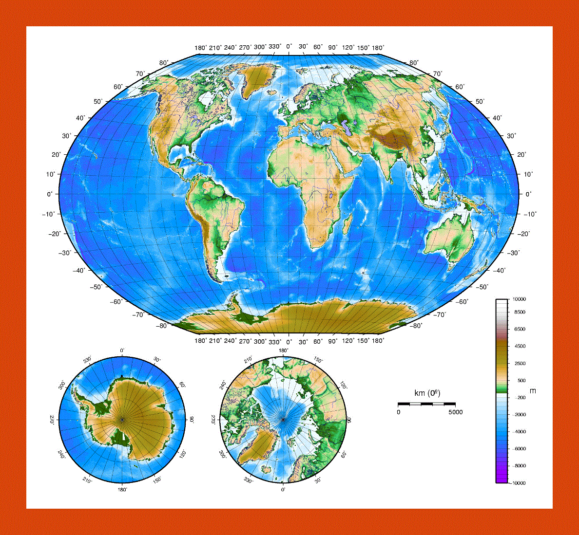 Physical map of the World