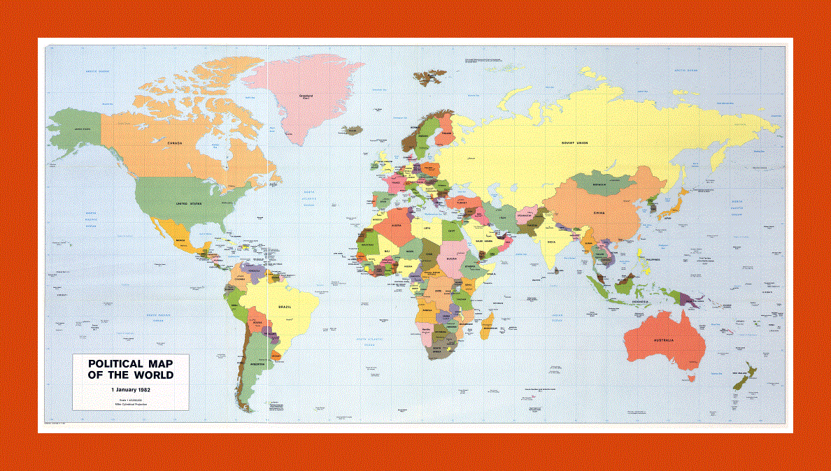 Political map of the World - 1982