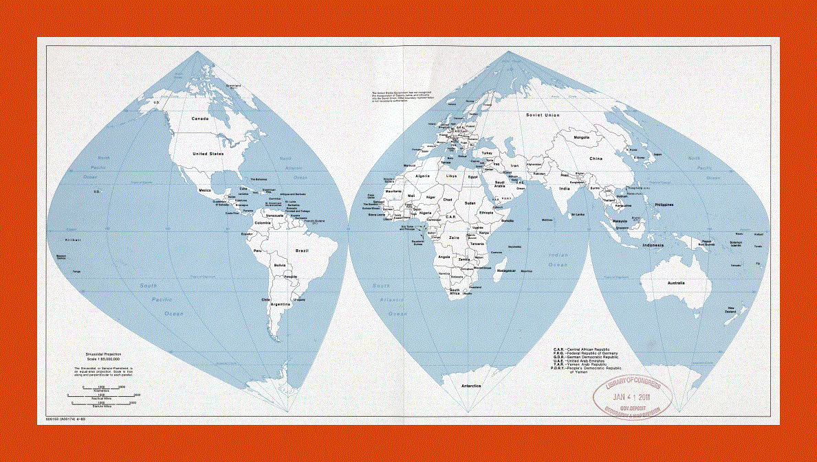 Political map of the World - 1983