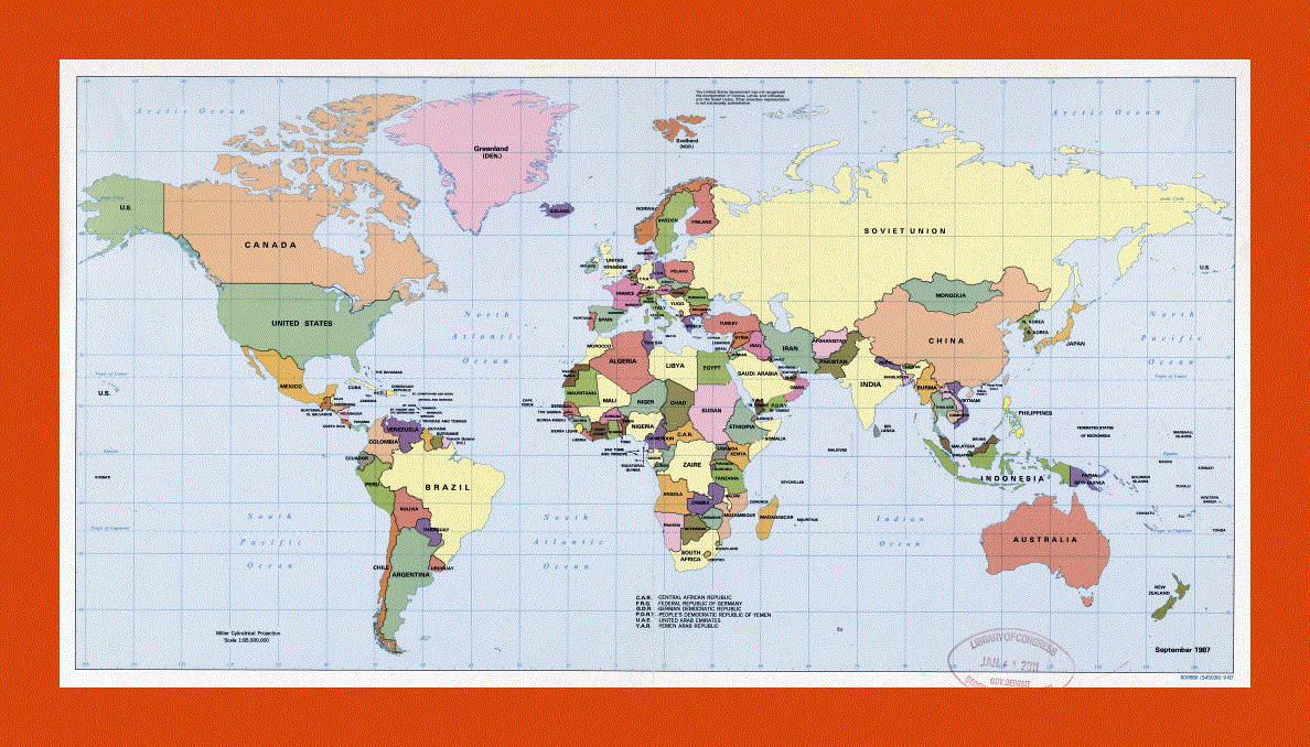 Political map of the World - 1987
