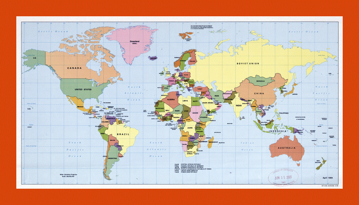 Political map of the World - 1989