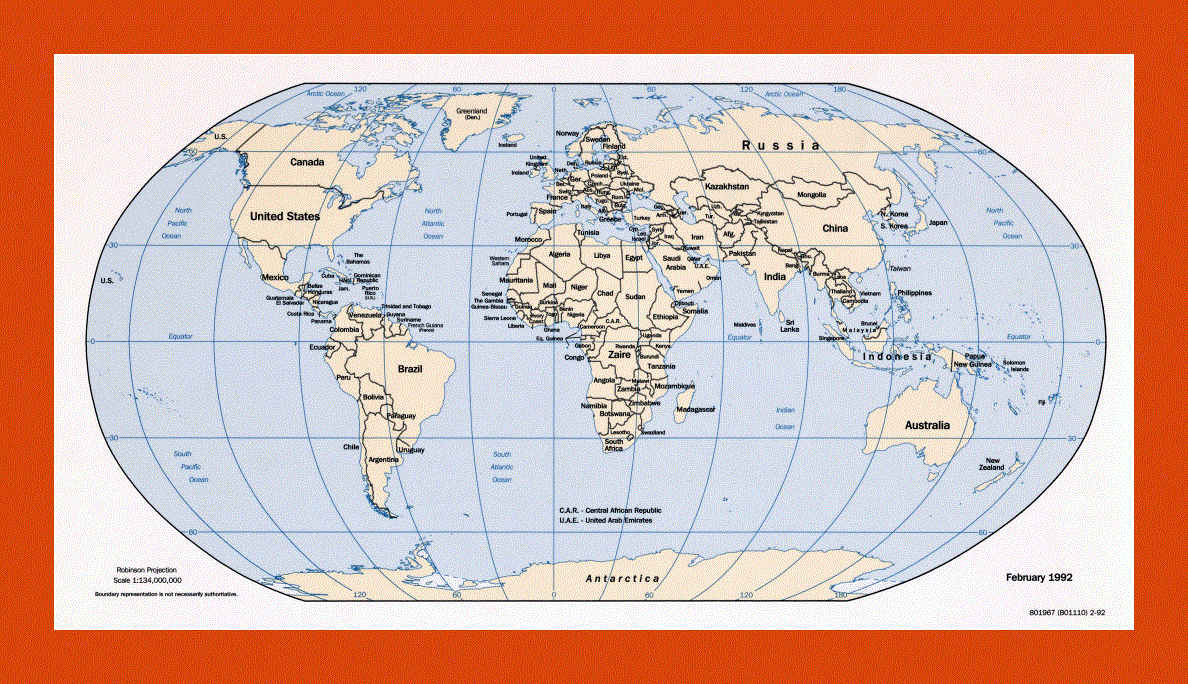 Political map of the World - 1992