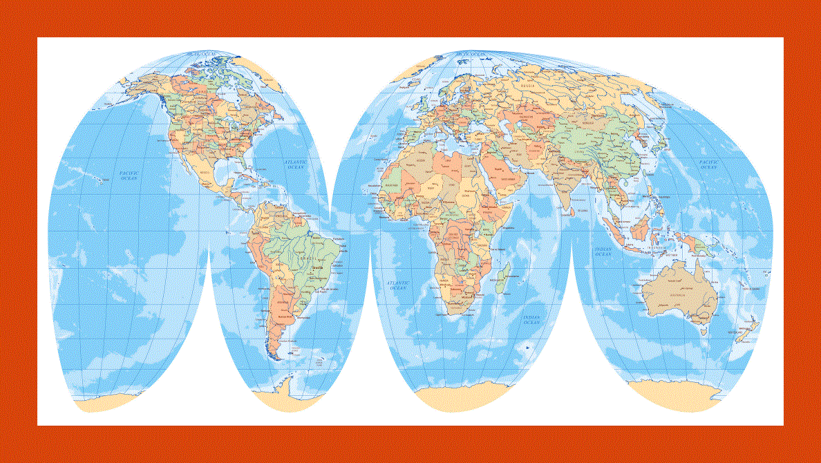 Political map of the World at Cutaway