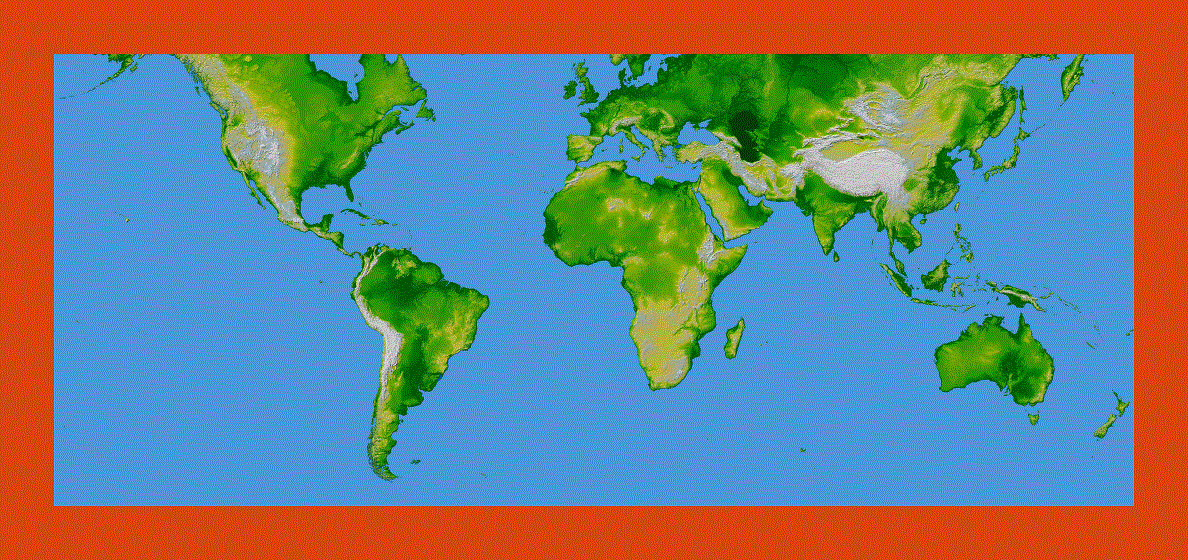 Topographical map of the World