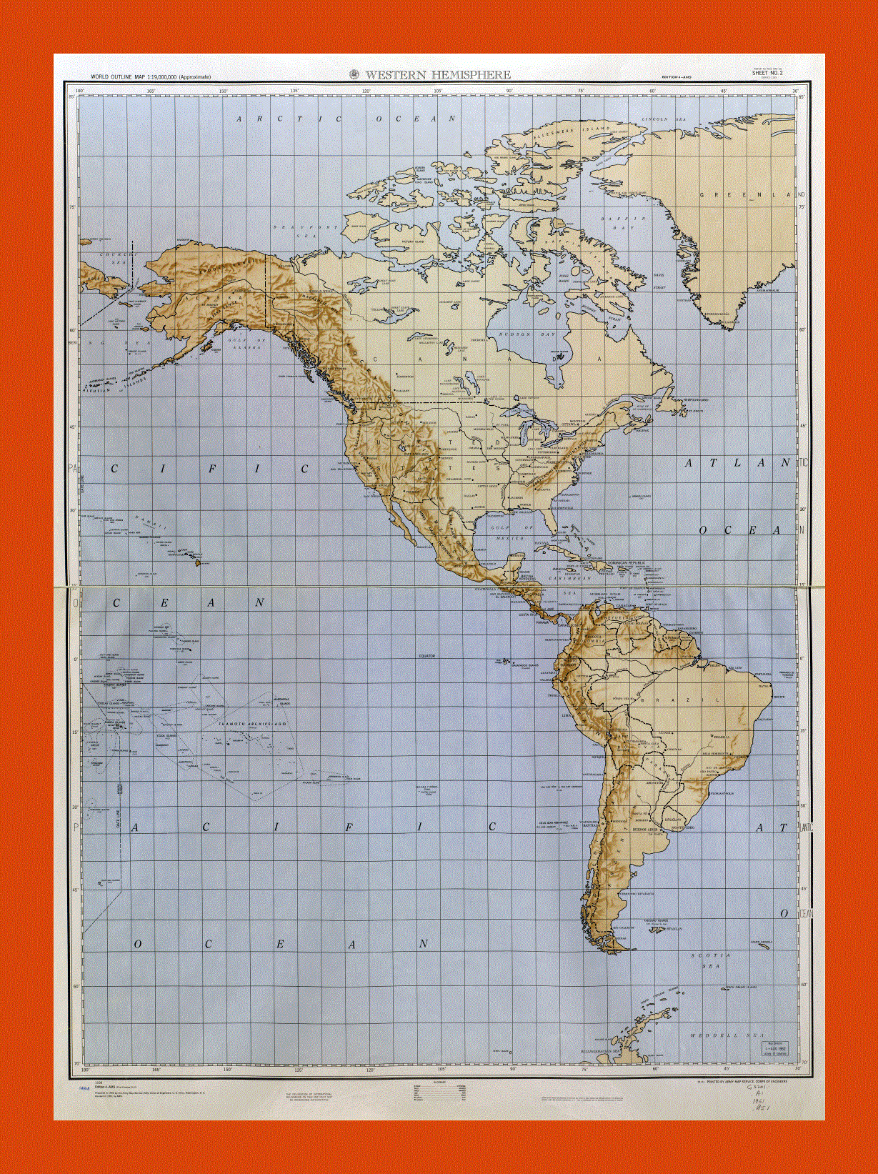 World outline map - part 1 (Western Hemisphere) 1961-62