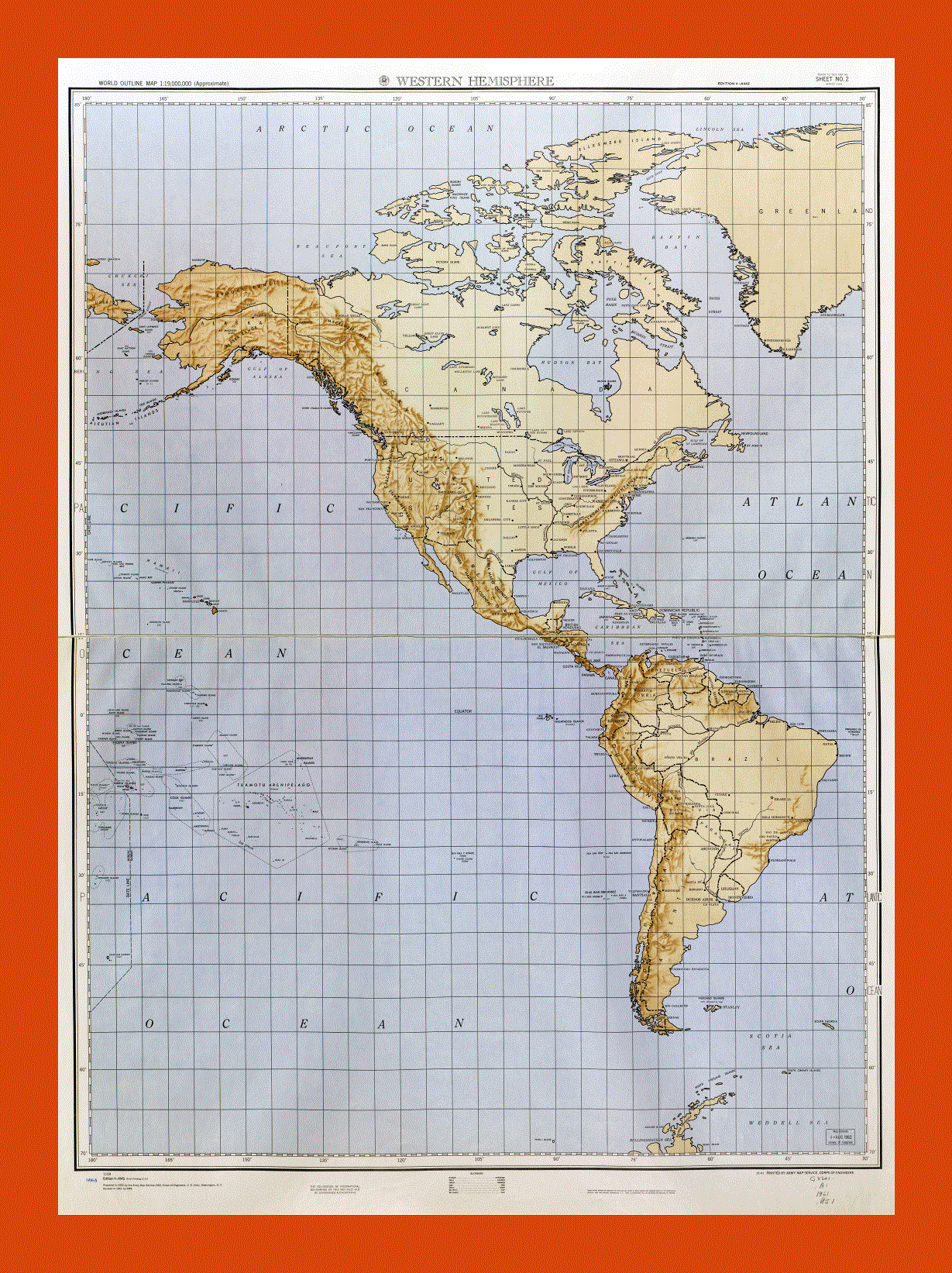 World outline map - part 1 (Western Hemisphere) 1961-62