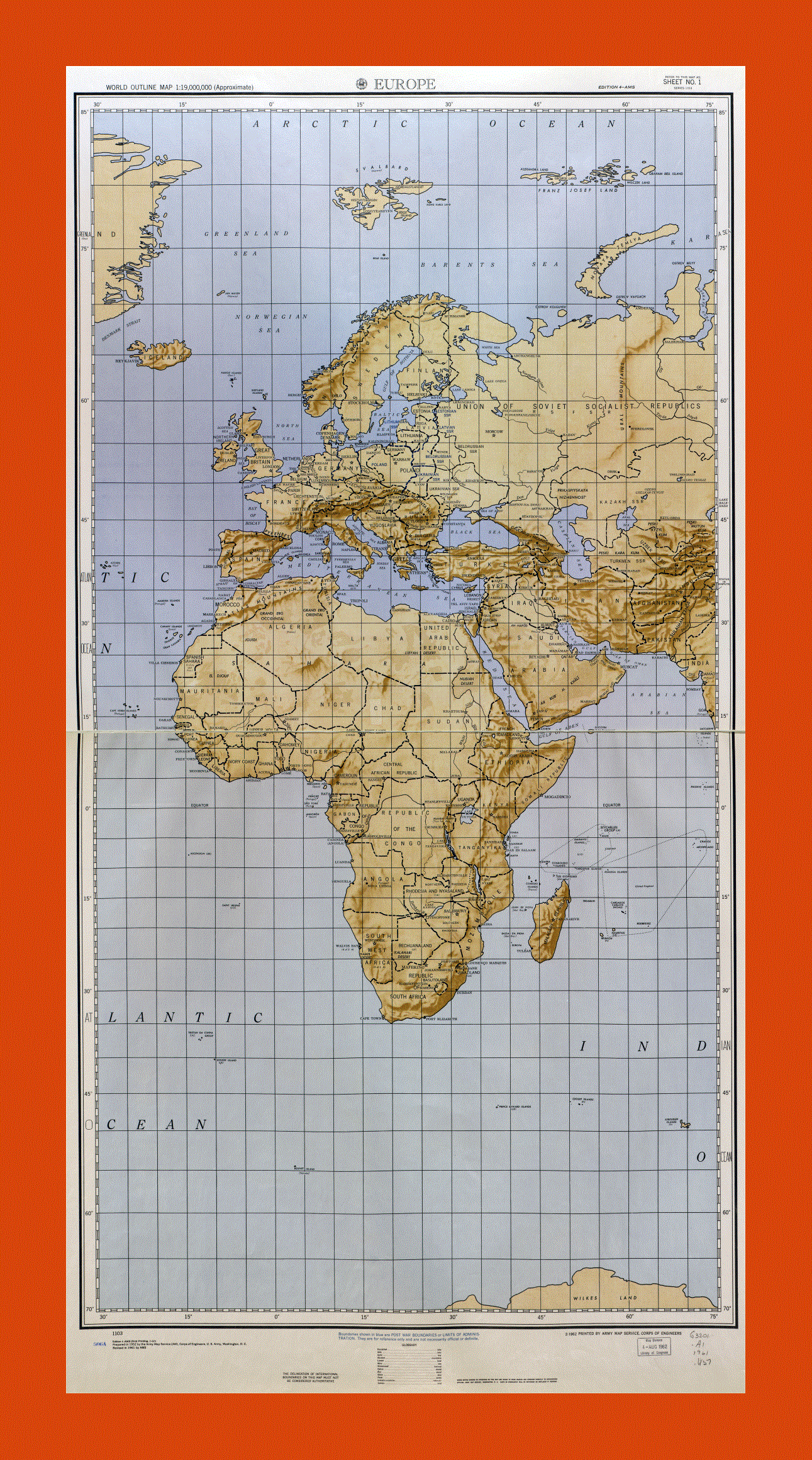 World outline map - part 2 (Europe) 1961-62