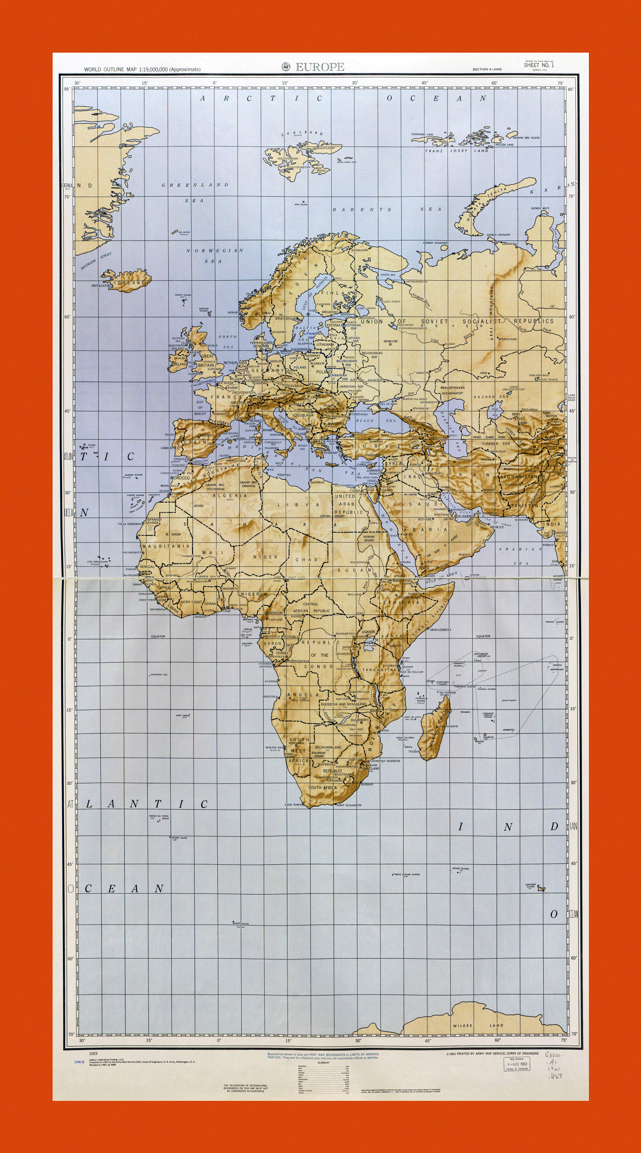 World outline map - part 2 (Europe) 1961-62