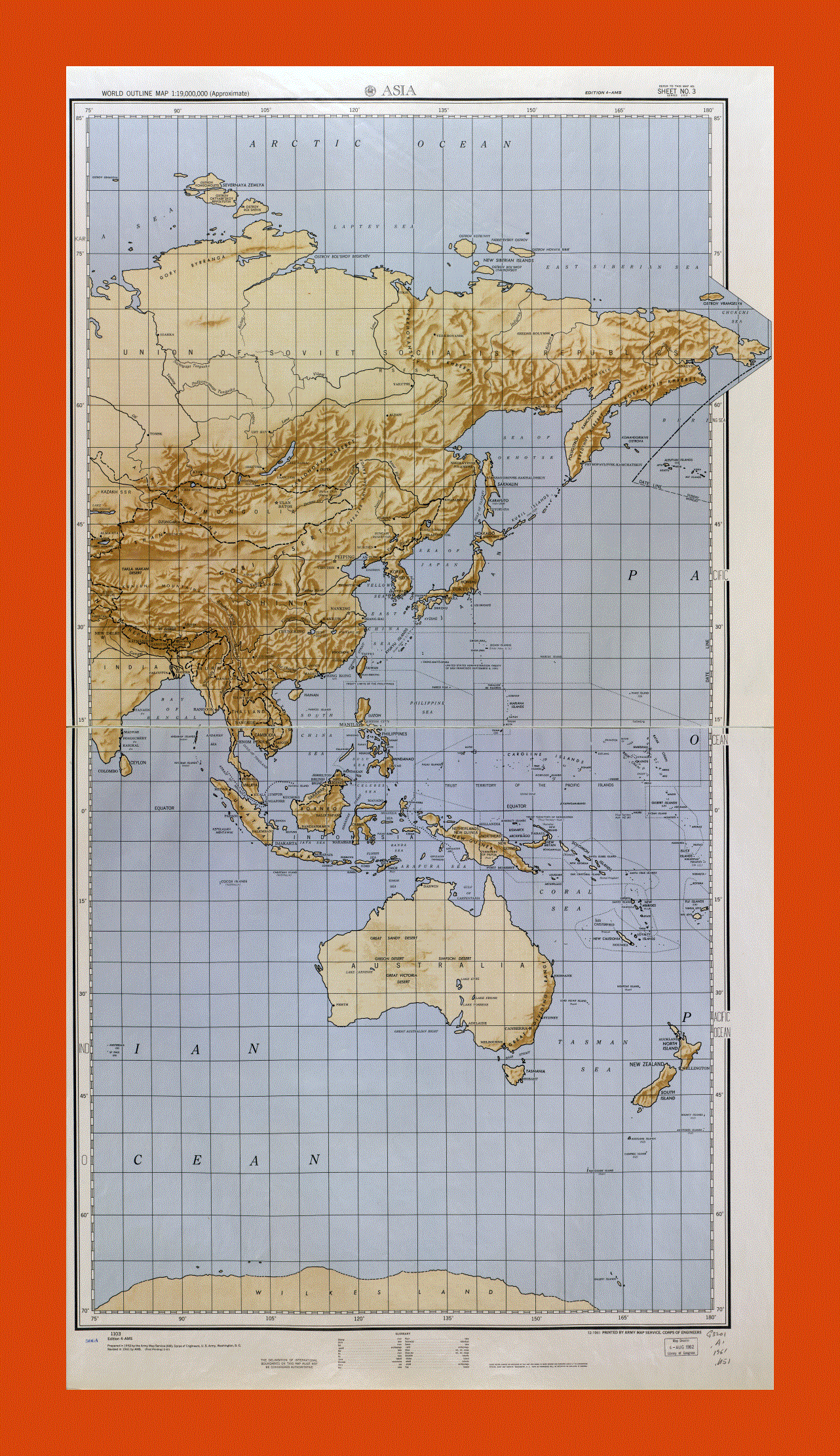World outline map - part 3 (Asia) 1961-62