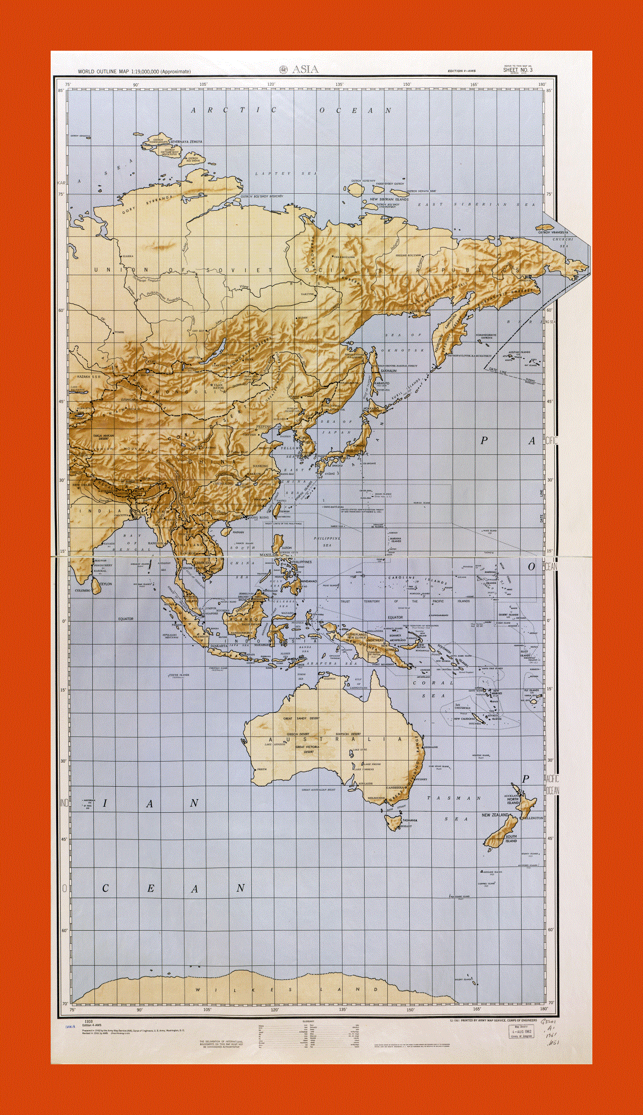 World outline map - part 3 (Asia) 1961-62